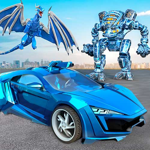 Flying Robot Transform Car Games gameplay screenshot